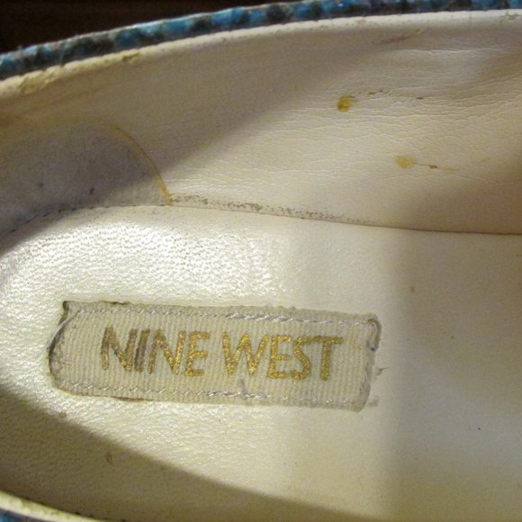 Blue Faux Snakeskin Flats - Picture 7 of 10